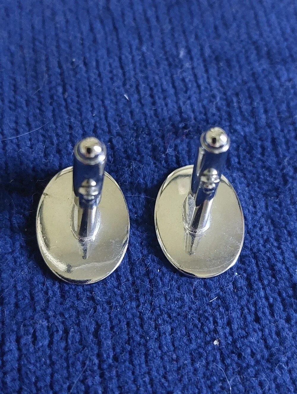 Vintage Estate Monogram Initial N Oval Silver Tone Cufflinks Textured Etched